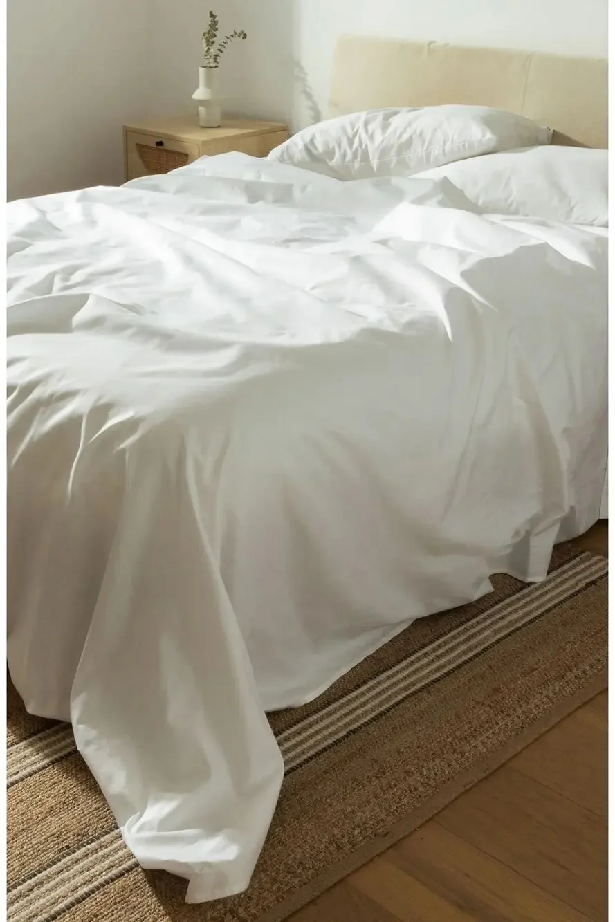 NWT Sijo 400 Thread Count Organic Cotton Percale Sheet Set Snow King 4PC